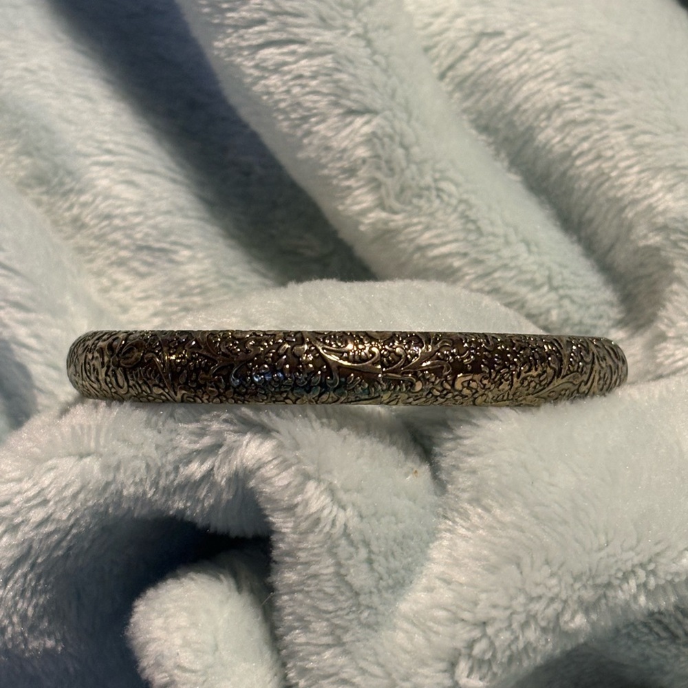 Intricate Silver Bangle Bracelet